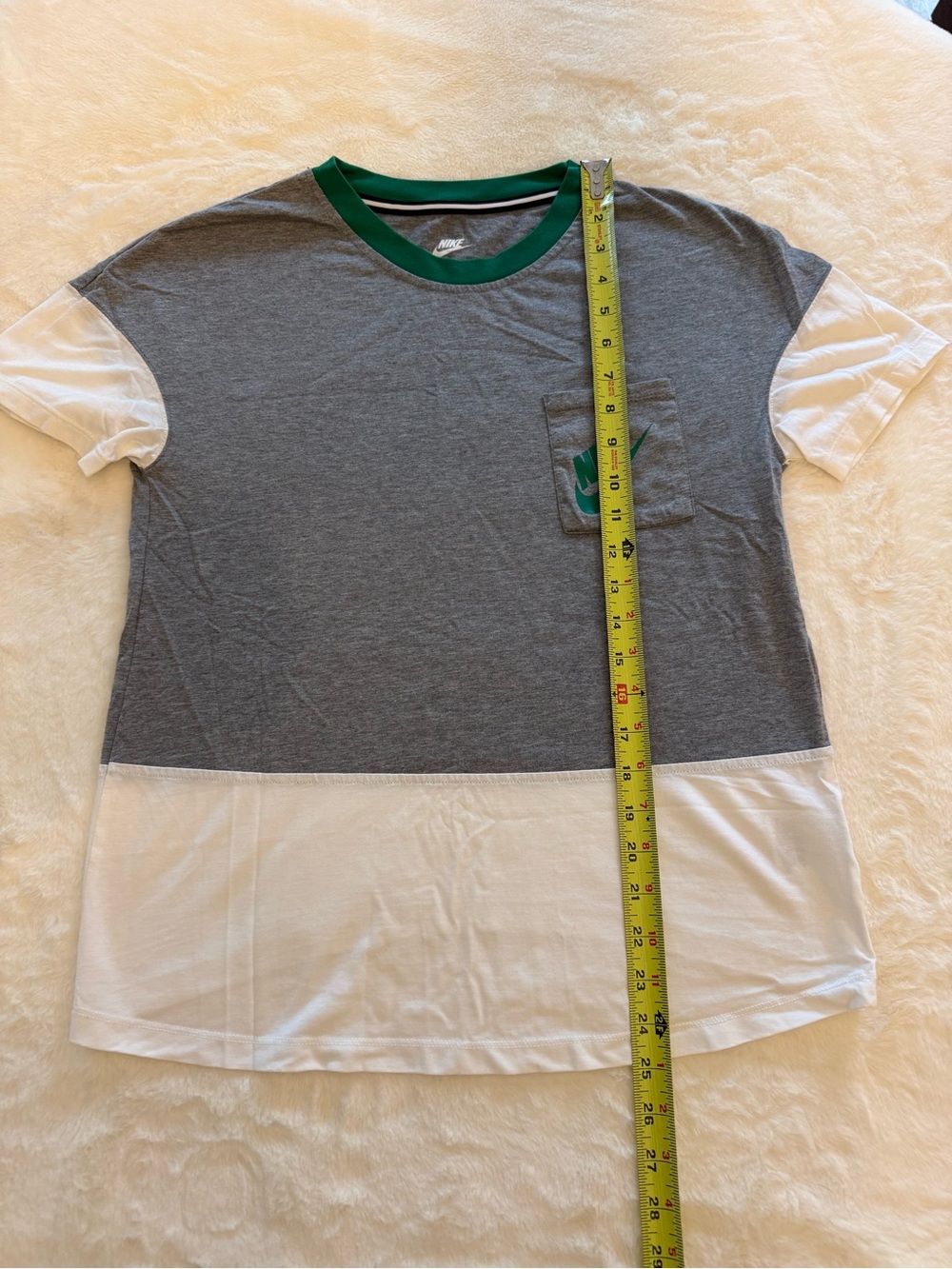 Nike Colorblock Short Sleeve Tee in Gray, White & Green